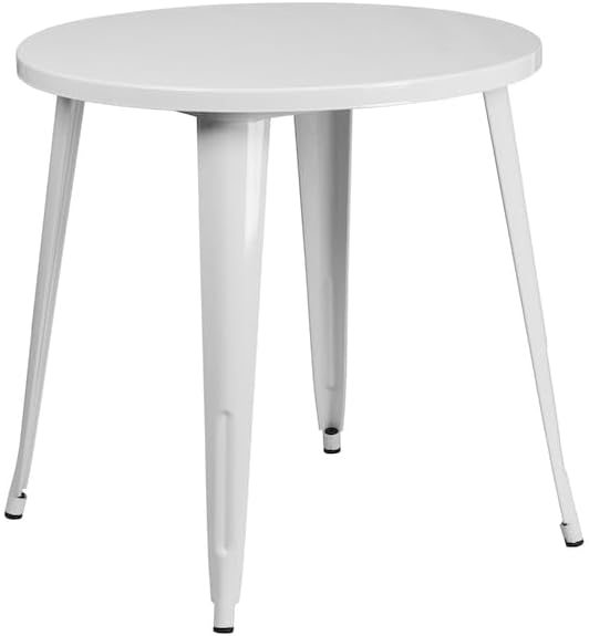 Flash Furniture Jeffrey Commercial Grade 30" Round White Metal Indoor-Outdoor Table