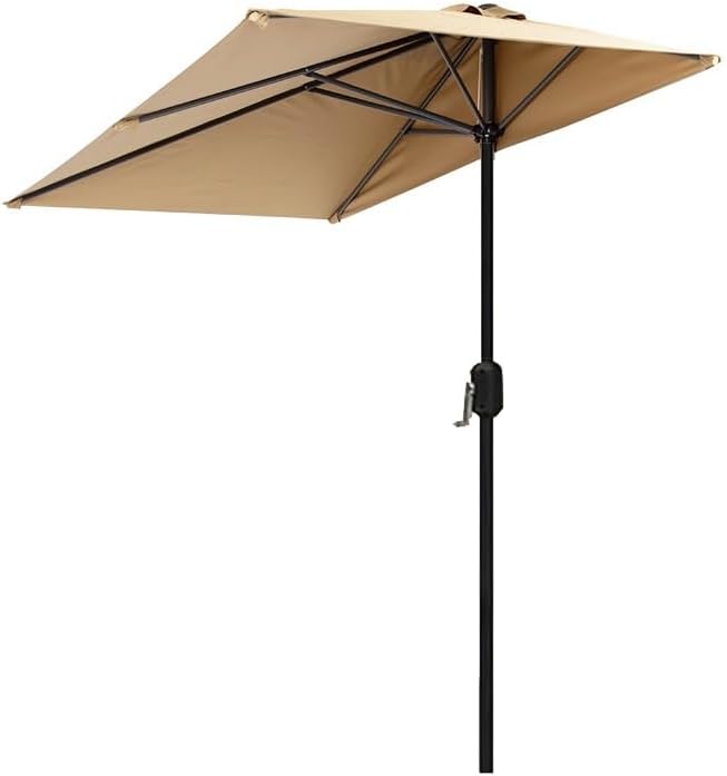 250cm against the wall Umbrella Half Rectangular Outdoor Patio Umbrella with Easy Crank Adjustable Height Without Base for gardens, balconies,patios,apartment terraces,cafes