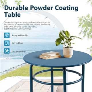 Morden 27.5'' Height Round Outdoor Patio Side Table Set of 2, Metal End Table for Patio Bistro Pub, Blue
