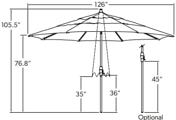 Treasure Garden 11ft Patio Umbrella – Outdoor Market Umbrella – Deluxe Auto-Tilt – Bronze Aluminum Frame (Sunbrella, Canvas)