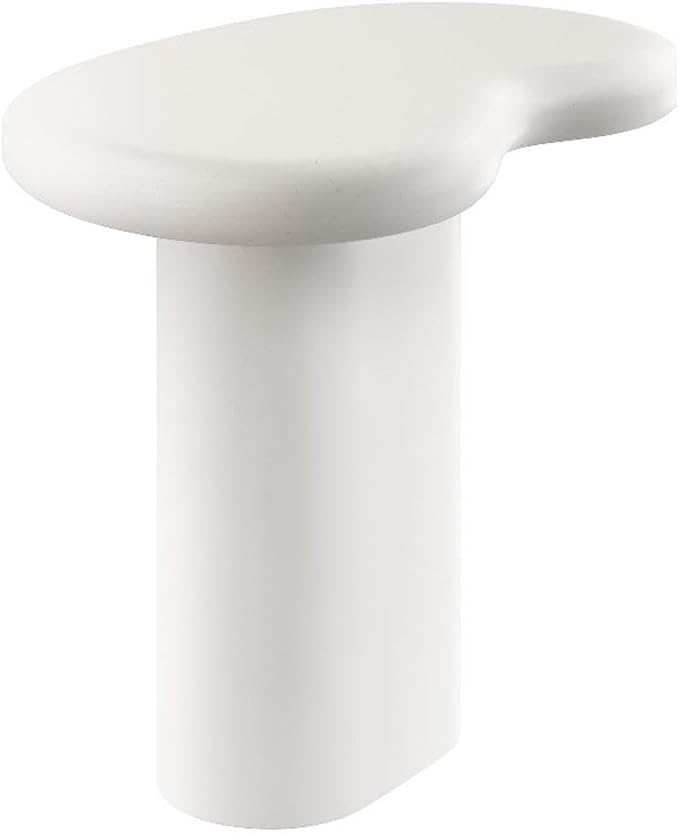 Modway Elowen Side Table in White - Concrete Sculptural Pedestal Accent Table for Indoor and Outdoor Spaces