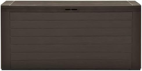 Deck Box, Outdoor Organizer Toolbox for Patio Lawn Poolside Backyard Garden, Indoor Storage Cabinet Lockable (Lock is not Included) - Brown - 116x44 cm