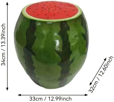 Watermelon Fruit Stool, 13.4" Oversized Resin Side Table, Indoor Outdoor Plant Stand Garden Statue Table, Waterproof Outdoor Decoration Multi-Purpose Kids Seat Patio Furniture (Watermelon)