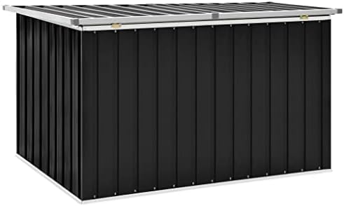 Garden Storage Box, Galvanized Steel Outdoor Container for Patio and Garage Organization, Durable Lid for Pool and Lawn Use, Ideal for Deck and Furniture Storage