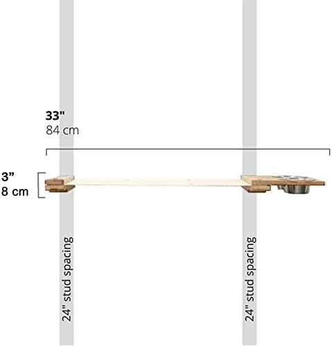 Catastrophic Creations Cat Feeder Lounge w/Cat Hammock — Natural Bamboo Cat Wall Furniture — Wall Mounted Cat Feeder — Highly Customizable, Cat Tested & Approved (33 Inch)