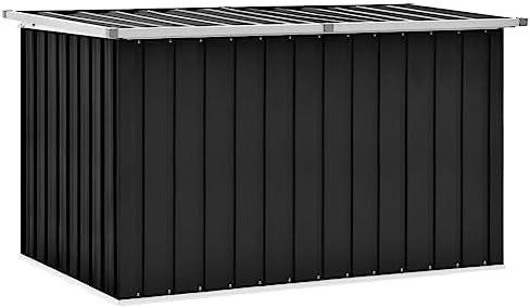 Garden Storage Box, Galvanized Steel Outdoor Container for Patio and Garage Organization, Durable Lid for Pool and Lawn Use, Ideal for Deck and Furniture Storage
