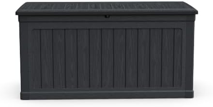 230 Gallon XXL Deck Box Outdoor Storage with Lockable, Waterproof Deck Box with Outdoor Cushions, Patio Furniture for Sports Equipment & Garden Tools, 440lbs Capacity, Double-Wall Design (Black)