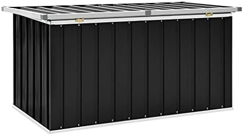Garden Storage Box, Galvanized Steel Outdoor Container for Patio and Garage Organization, Durable Lid for Pool and Lawn Use, Ideal for Deck and Furniture Storage