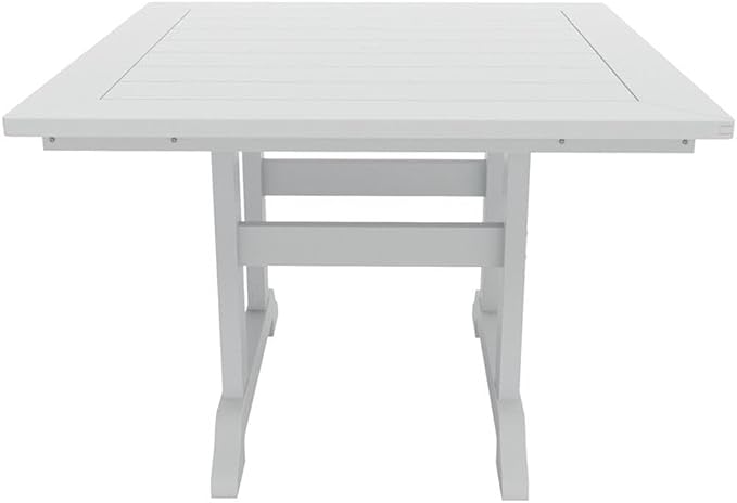Costaelm Square Outdoor Dining Tables, 43'' Patio Table with Umbrella Hole for 4 Person, Balcony Outdoor Buffet Porch for Outside Lawn Porch Bistro Furniture, White