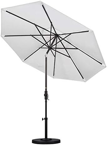 California Umbrella 9' Round Aluminum Market Umbrella, Crank Lift, Push Button Tilt, White Pole, Cilantro