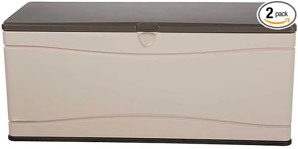 Heavy Duty Large Outdoor Deck/Storage Box, 130 Gallon Capacity, (Brown/Beige, 2)