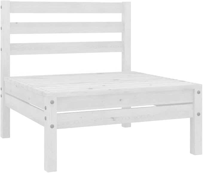Patio Middle Sofa,Wooden Sofa,Outdoor Furniture,Outdoor Combination Sofa Unit,Patio Conversation Sets,for Garden,Deck,Backyard,White Solid Pinewood