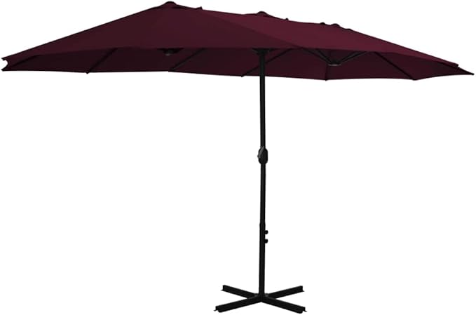 Large Outdoor Patio Umbrella 181.1"x106.3" Bordeaux Red Aluminum Pole with Crank Mechanism, UV Protective Sun Shade for Garden Pool Beach Backyard