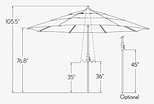 Treasure Garden Deluxe Auto-Tilt Octagon Market Umbrella, 11ft - Outdoor Patio, Deck, Pool, Backyard Stand Alone Umbrella - Heavy Duty w/Bronze Frame & Obravia2 Fabric (Khaki)