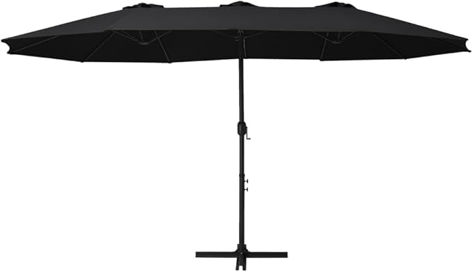 Large Outdoor Patio Umbrella 181x106 Inch Black Sun Shade with Crank Mechanism, Aluminum Pole and 12 Durable Ribs for Garden Poolside Backyard