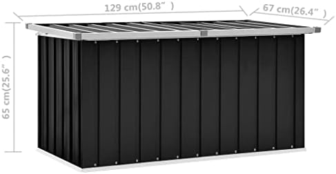 Garden Storage Box, Galvanized Steel Outdoor Container for Patio and Garage Organization, Durable Lid for Pool and Lawn Use, Ideal for Deck and Furniture Storage