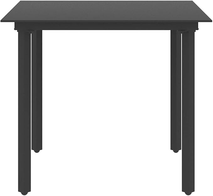 3 Piece Patio Dining Set PVC Rattan Black Outdoor Furniture Set with Glass Tabletop and Lightweight Chairs for Garden, Terrace, Balcony