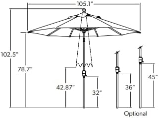 Treasure Garden Push Button Tilt Octagon Umbrella, 9ft - Outdoor Patio, Deck, Pool, Backyard Stand Alone Umbrella - Heavy Duty w/Black Frame & Obravia2 Fabric (Cobalt)