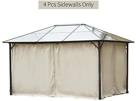 Outsunny 10' x 12' Universal Gazebo Sidewall Set with Panels, Hooks and C-Rings Included for Pergolas and Cabanas, Dark Brown