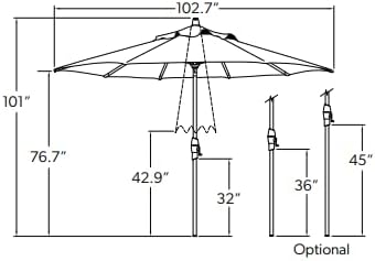 Treasure Garden 9-Foot (Model 810) Deluxe Auto-Tilt Market Umbrella with Bronze Frame and Obravia2 Fabric: Cobalt