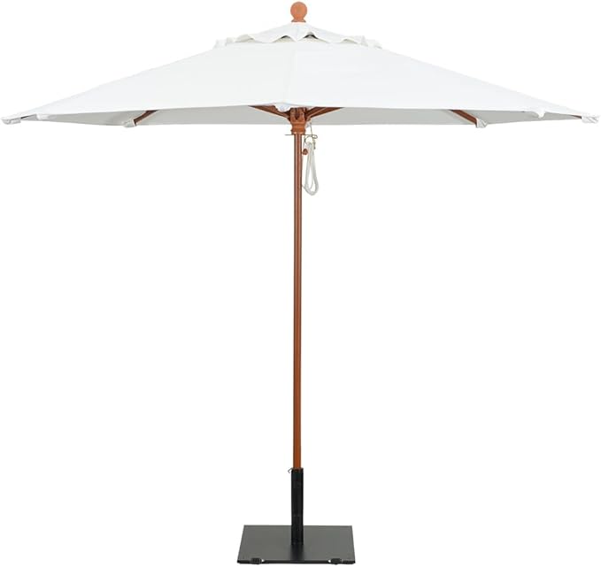 9' Octagonal Wooden Market Umbrella with Pulley System, Wood Frame, Maple Handle, Acrylic Canopy, UV Blocking, Patio Use