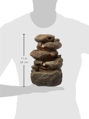 Hi-Line Gift Ltd Multi-Level Rock Fountain,Beige, 7 in x 5.5 in x 11 in