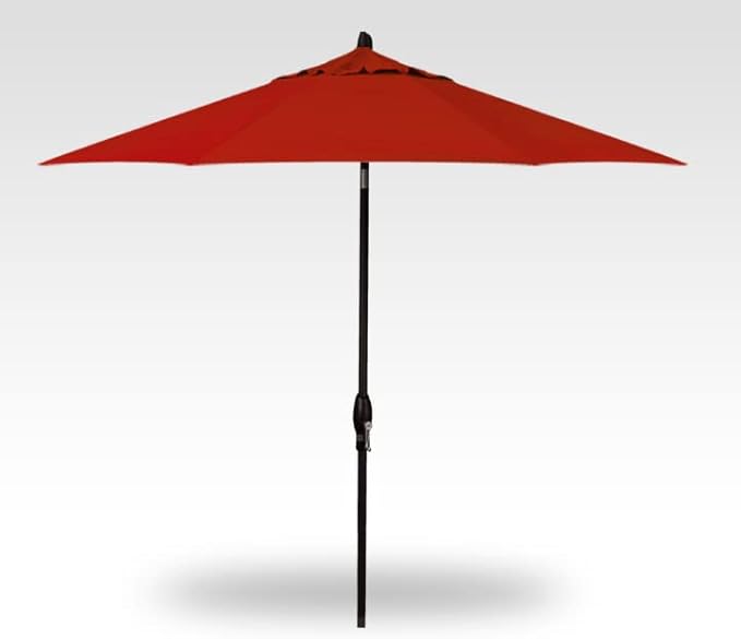 Treasure Garden Deluxe Crank-Tilt 9-FT Octagon Market Umbrella - Outdoor Patio, Deck, Pool, Backyard Stand Alone Umbrella - Heavy Duty w/Black Frame & Obravia Fabric (Red)