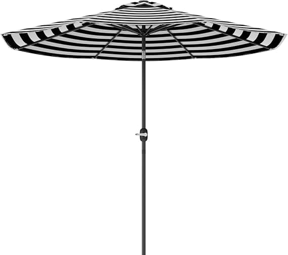 Greesum Patio Umbrella, Outdoor Table Umbrella with Push Button Tilt, Crank and 8 Sturdy Ribs