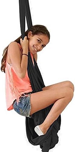 Sensory Swing for Adults Indoor Kids Therapy Swing Calming Snuggle Hammock Durable Strong Fabric Swing Height Adjustable Beneficial to Child's Spatial Awareness (Color : Black, Size : 1M x 2.8M)