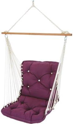 Hatteras Hammocks Sunbrella Canvas Iris Tufted Single Swing – 300 lb Capacity, Indoor/Outdoor, Cumaru Spreader Bar – Handcrafted in The USA