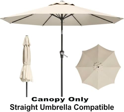 11FT Cantilever Patio Umbrella Replacement Canopy Outdoor Large Round 8 Ribs Length 64" to 66" (Canopy Only) Waterproof & UV