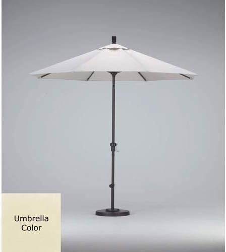 California Umbrella 7.5' Round Aluminum Market Umbrella, Crank Lift, Push Button Tilt, Bronze Pole, Sunbrella Canvas