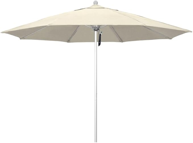 California Umbrella 11' Rd. Venture Series Contract Grade Patio Umbrella, Pulley Open, Silver Finish, Antique Beige Olefin