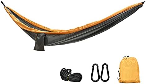 Camping Hammock, Camping Hammock 270 x 140 cm Portable Hammock with Straps and Carabiner, Lightweight Parachute Hammocks Camping Accessories(Yellow)