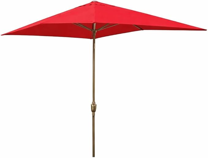 Jeco Carell Furniture 6.5' x 10' Alum-um Patio Market Umbrella Tilt with Crank - Red
