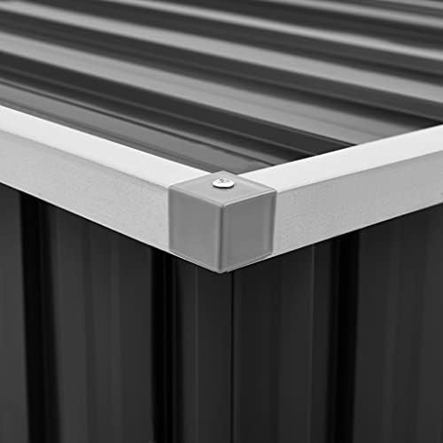 Garden Storage Box, Galvanized Steel Outdoor Container for Patio and Garage Organization, Durable Lid for Pool and Lawn Use, Ideal for Deck and Furniture Storage