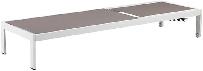 Pemberly Row 11-Piece Modern Aluminum Patio Dining Set, Gray/White Finish, Includes 71-Inch Dining Table, 6 Stackable Chairs, 4 Reclining Loungers, Durable Weather-Resistant Outdoor Furniture for