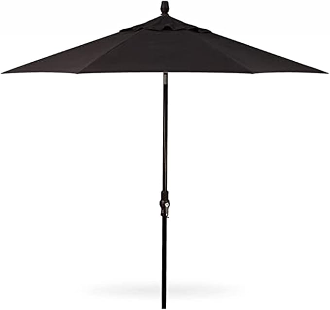 Treasure Garden 9 FT Patio Umbrella with USB Port LED Lights Rechargeable Battery Pack (9-FT Starlux Collar-Tilt Sunbrella Black w/Black Frame)