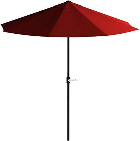 9FT Round Patio Umbrella - Easy Crank, Vented Canopy Outdoor Umbrella for Shade - For Deck, Balcony, Porch, Backyard, or Pool by Pure Garden (Maroon Red)