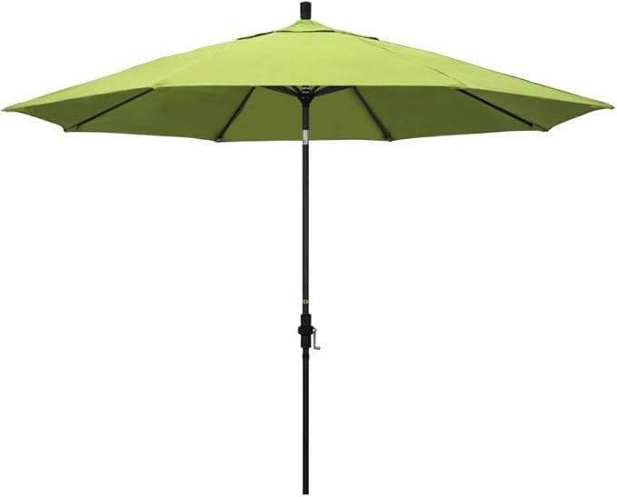 California Umbrella 11' Round Aluminum Market Umbrella, Crank Lift, Collar Tilt, Bronze Pole, Sunbrella