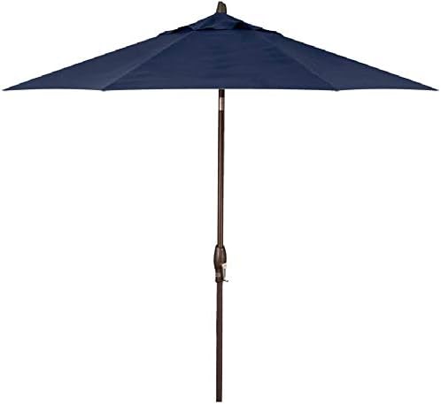 Treasure Garden Deluxe Crank-Tilt 9-FT Octagon Market Umbrella - Outdoor Patio, Deck, Pool, Backyard Stand Alone Umbrella - Heavy Duty w/Bronze Frame & Obravia Fabric (Navy)