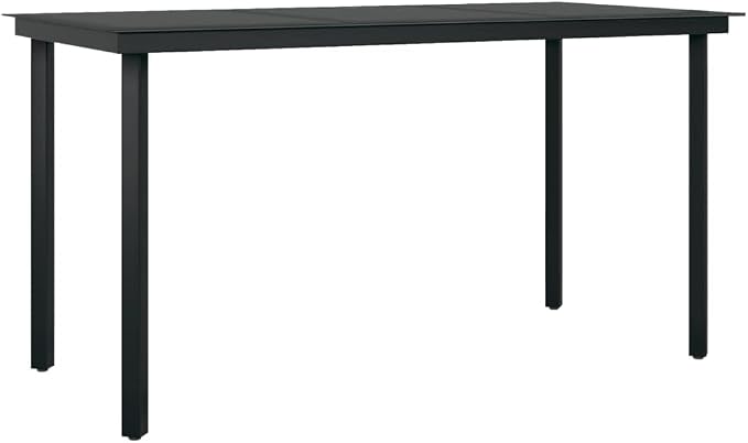 5 Piece Outdoor Dining Set with Black Powder-Coated Steel Frame, PE Rattan Accents, and Glass Tabletop for Patio or Garden