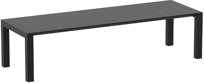 Compamia Vegas 118" Extendable Patio Dining Table in Black, Commercial Grade