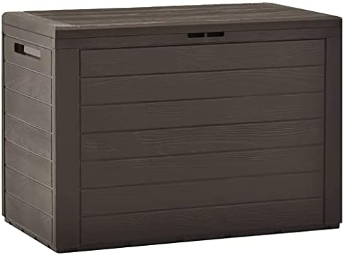 Deck Box, Outdoor Organizer Toolbox for Patio Lawn Poolside Backyard Garden, Indoor Storage Cabinet Lockable (Lock is not Included) - Brown - 78x44 cm