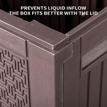 90 Gallon Outdoor Storage Box with Seat Lockable Deck Box Waterproof Brown Plastic Patio Storage Bench Patio Cushions Garden Tools Organizer UV Resistant for Furniture Polypropylene Resin