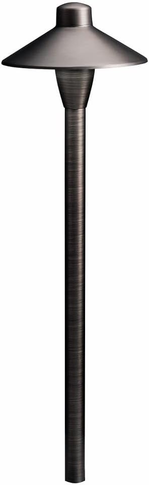 Kichler 1-Light Outdoor Path Light in Centennial Brass, Outdoor Landscape Lighting Fixture for Pathway, Garden and Yard, 12-Volt Low Voltage, (21" H x 6.75" DIA), 15478CBR