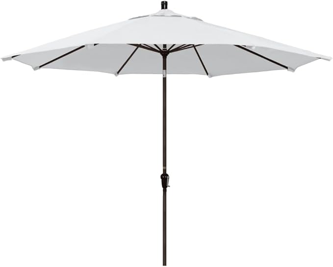 California Umbrella 11' Round Aluminum Market Umbrella, Crank Lift, Auto Tilt, Bronze Pole, Pacifica Natural