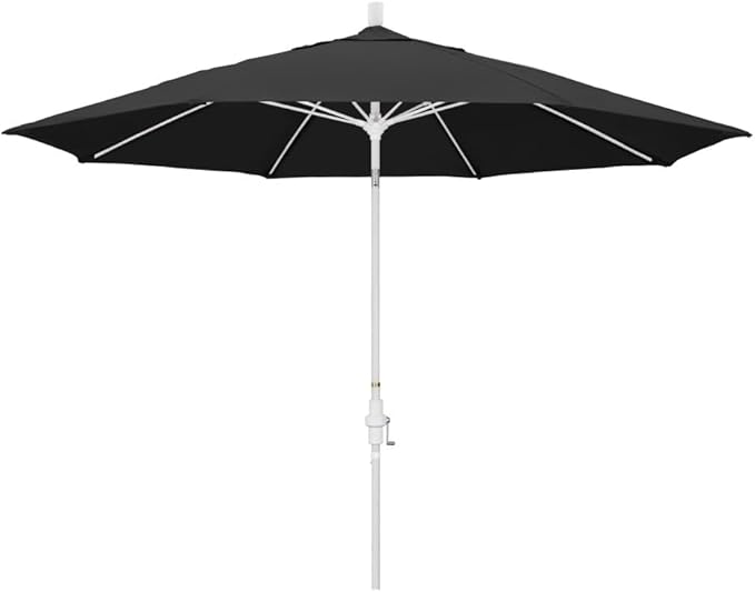 California Umbrella 11' Round Fiberglass Rib Market Umbrella, Crank Lift, Collar Tilt, Black (GSCUF118170-SA08-DWV)
