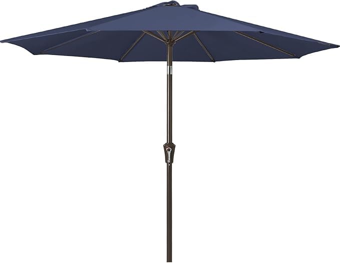 JEAREY Outdoor Patio Umbrella 9FT Outdoor Table Umbrella with Push Button Tilt and Crank, Market Umbrellas 8 Sturdy Ribs UV Protection Waterproof for Garden, Deck, Pool (Purplish Blue)