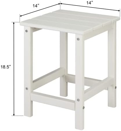 VINGLI Adirondack Side Table HPDE End Table Outdoor Indoor Table Weather Resistant Side Table for Living Room Bedroom Patio Garden Decor